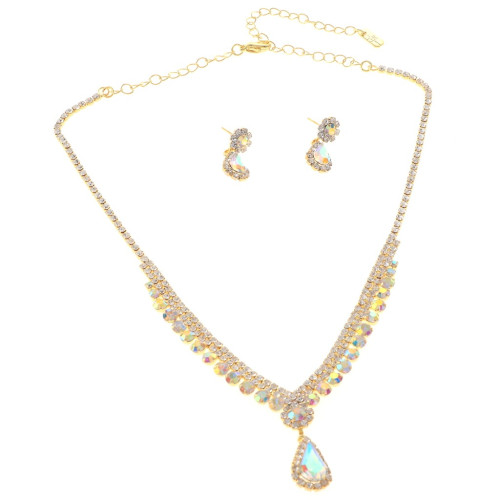 Rhinestone Necklace Earring Set