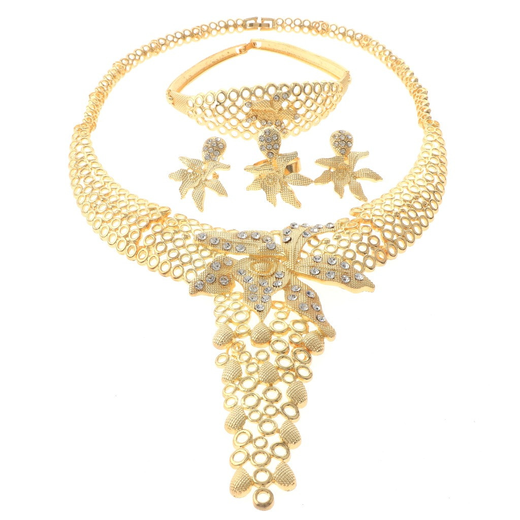Gold Plated Necklace Set, SKU: HQX461-GLD | Ur Eternity