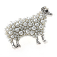 Synthetic Pearl Sheep Brooch