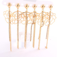 3 Set  Flower Fringe Gold Plated Post Earrings
