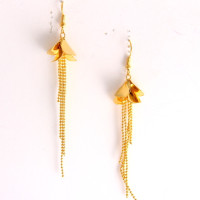 Flower pave fringe Gold  Plated Hook Earrings