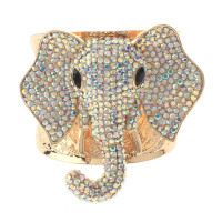 Rhinestone Elephant Cuff Bracelet 