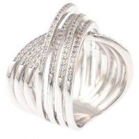Elegant "X"  Crystal Ring Size 8
