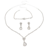 Rhinestone Necklace Bracelet Set 