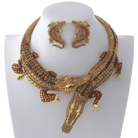 Large Crystal Alligator Necklace Earring Set