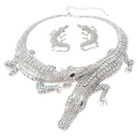 Large Crystal Alligator Necklace Earring Set