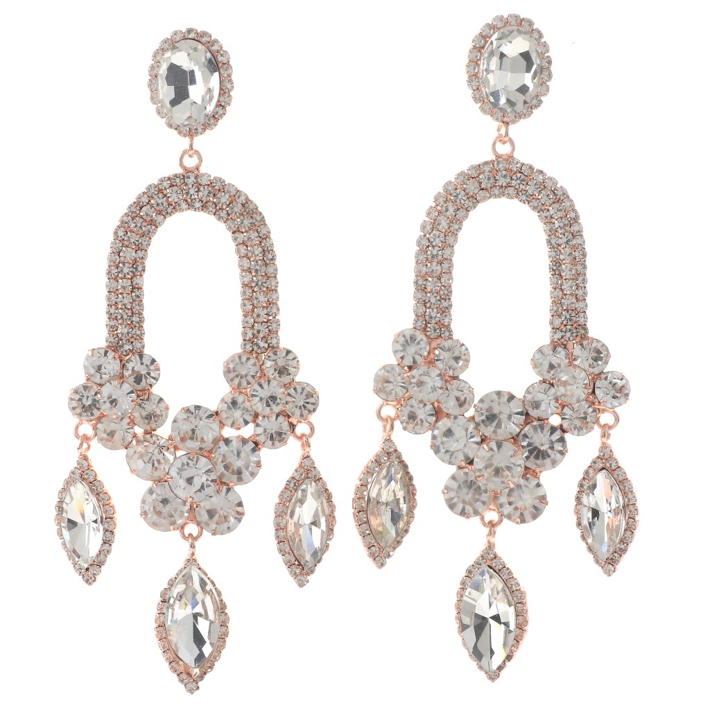 Large Rhinestone Chandelier Earrings